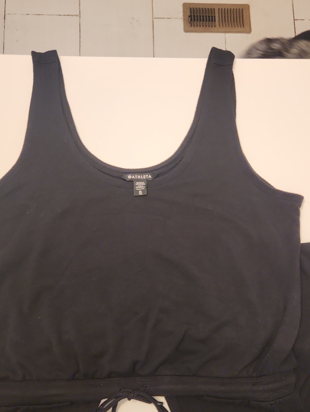 Athleta Black Scoop Neck Tank Jumper with Tie Waist